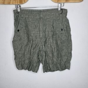 Athleta Voyager 100% Linen Shorts Size 6 Aspen Olive Green Shorts Beachy